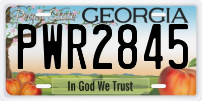 GA license plate PWR2845
