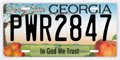 GA license plate PWR2847