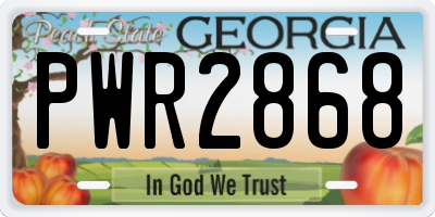 GA license plate PWR2868
