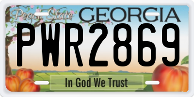 GA license plate PWR2869