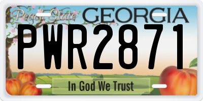GA license plate PWR2871