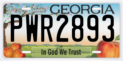 GA license plate PWR2893