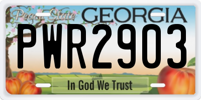 GA license plate PWR2903