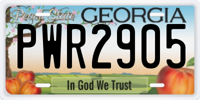 GA license plate PWR2905