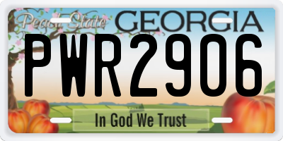 GA license plate PWR2906