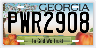 GA license plate PWR2908