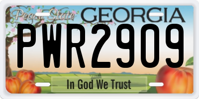 GA license plate PWR2909