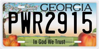 GA license plate PWR2915
