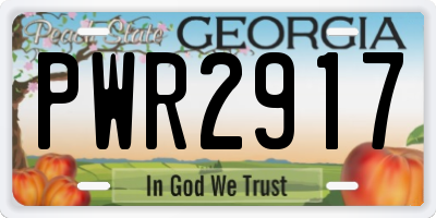 GA license plate PWR2917