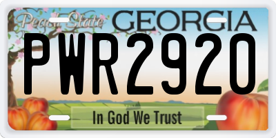 GA license plate PWR2920