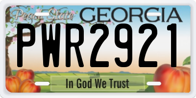 GA license plate PWR2921