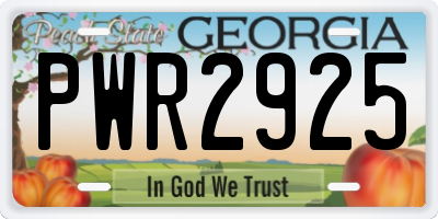 GA license plate PWR2925