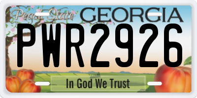 GA license plate PWR2926