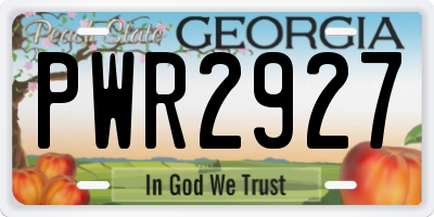 GA license plate PWR2927