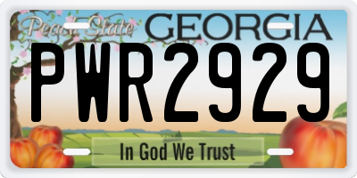 GA license plate PWR2929