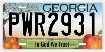 GA license plate PWR2931