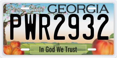 GA license plate PWR2932