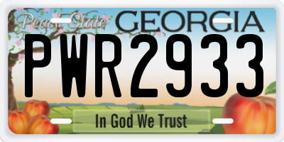 GA license plate PWR2933