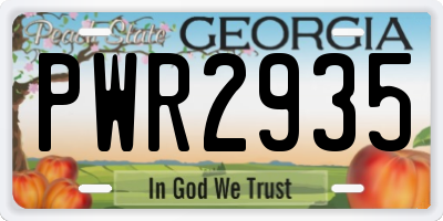 GA license plate PWR2935