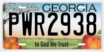 GA license plate PWR2938