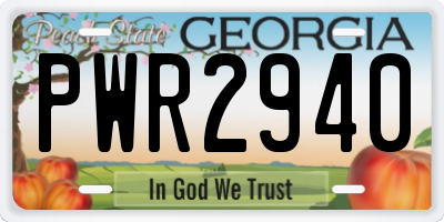 GA license plate PWR2940