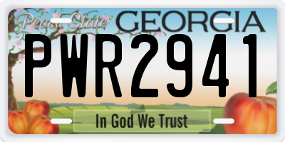 GA license plate PWR2941