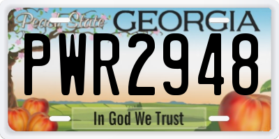 GA license plate PWR2948