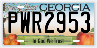 GA license plate PWR2953