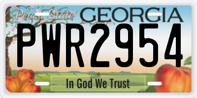 GA license plate PWR2954