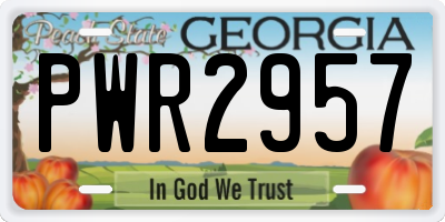 GA license plate PWR2957