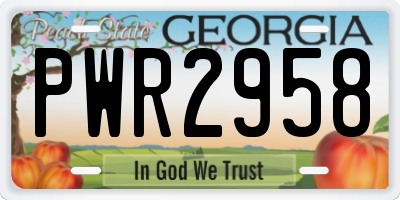 GA license plate PWR2958