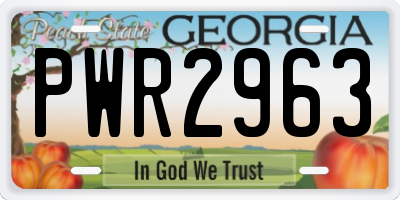 GA license plate PWR2963
