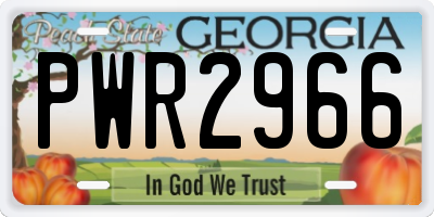 GA license plate PWR2966