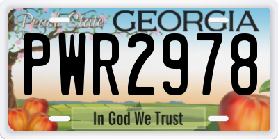 GA license plate PWR2978