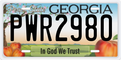 GA license plate PWR2980