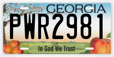 GA license plate PWR2981