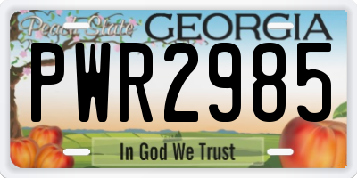 GA license plate PWR2985