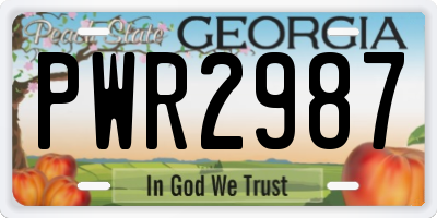 GA license plate PWR2987