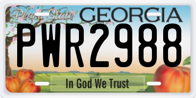 GA license plate PWR2988