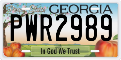 GA license plate PWR2989