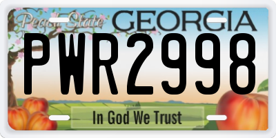 GA license plate PWR2998