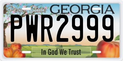 GA license plate PWR2999