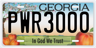 GA license plate PWR3000