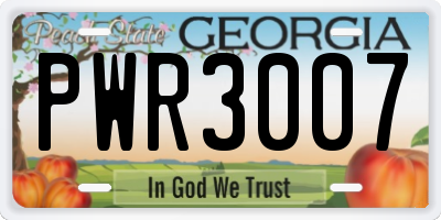 GA license plate PWR3007