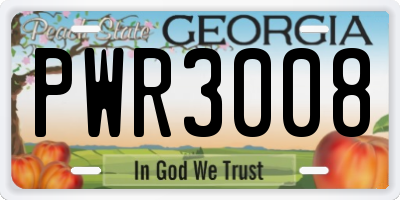GA license plate PWR3008