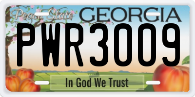 GA license plate PWR3009
