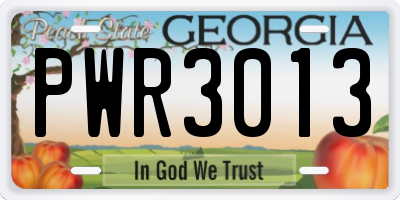 GA license plate PWR3013