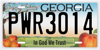 GA license plate PWR3014