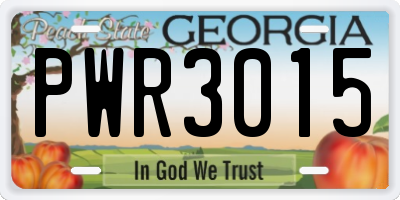 GA license plate PWR3015