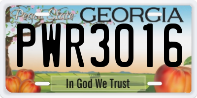 GA license plate PWR3016